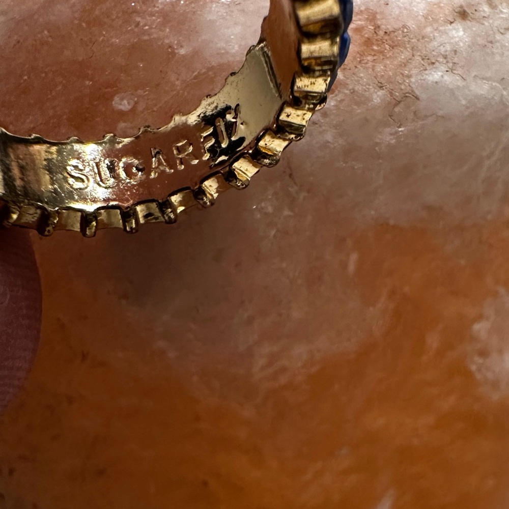 Sugar Blue and Gold Gemstone Ring by Melania Clara Size 7 - Picture 4 of 5